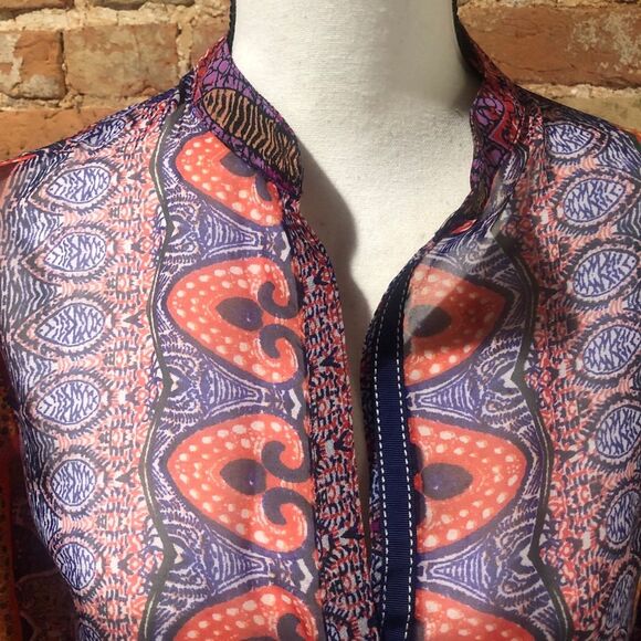 KAS Designs sheer Boho hippie top Women’s Small Multicolor - Picture 4 of 7